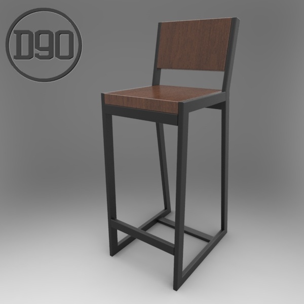 Барные стулья комплект в стиле лофт из металла и дерева 2 шт